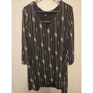 Elegant‎ Black Gold Shimmer 3/4 Sleeve Party Top Size 2X by Simply Emma